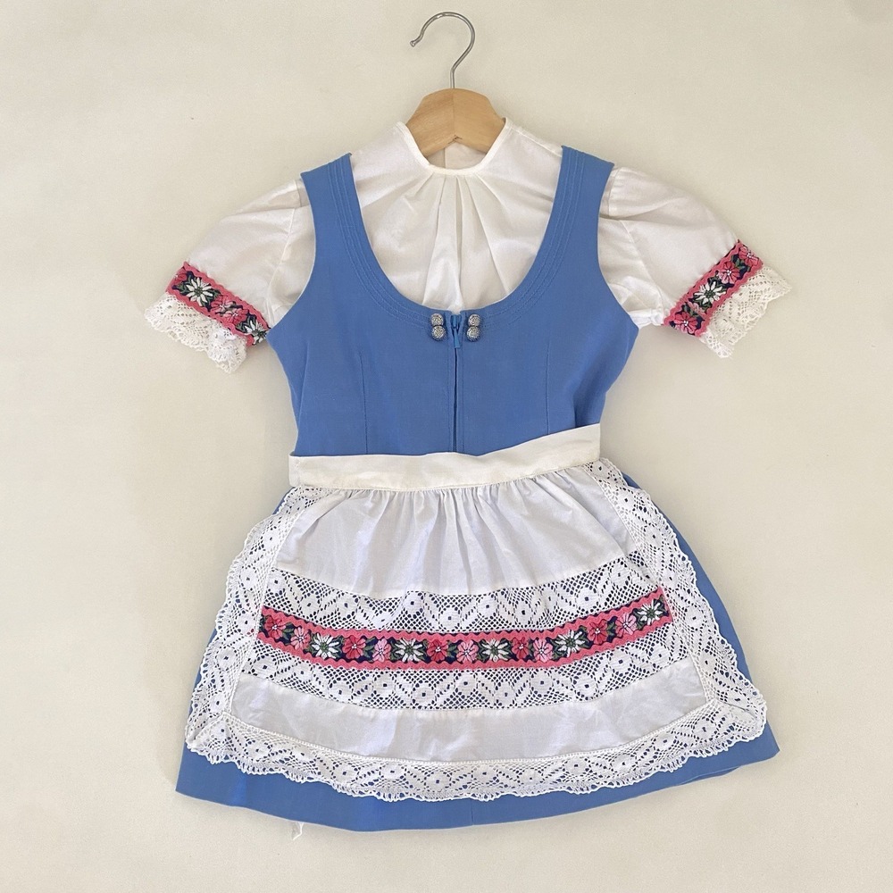 VTG Wiener Werkstatte Sz 2 3 4 Dirndl Dress 116 Embroidered Apron Top‎ c.1930